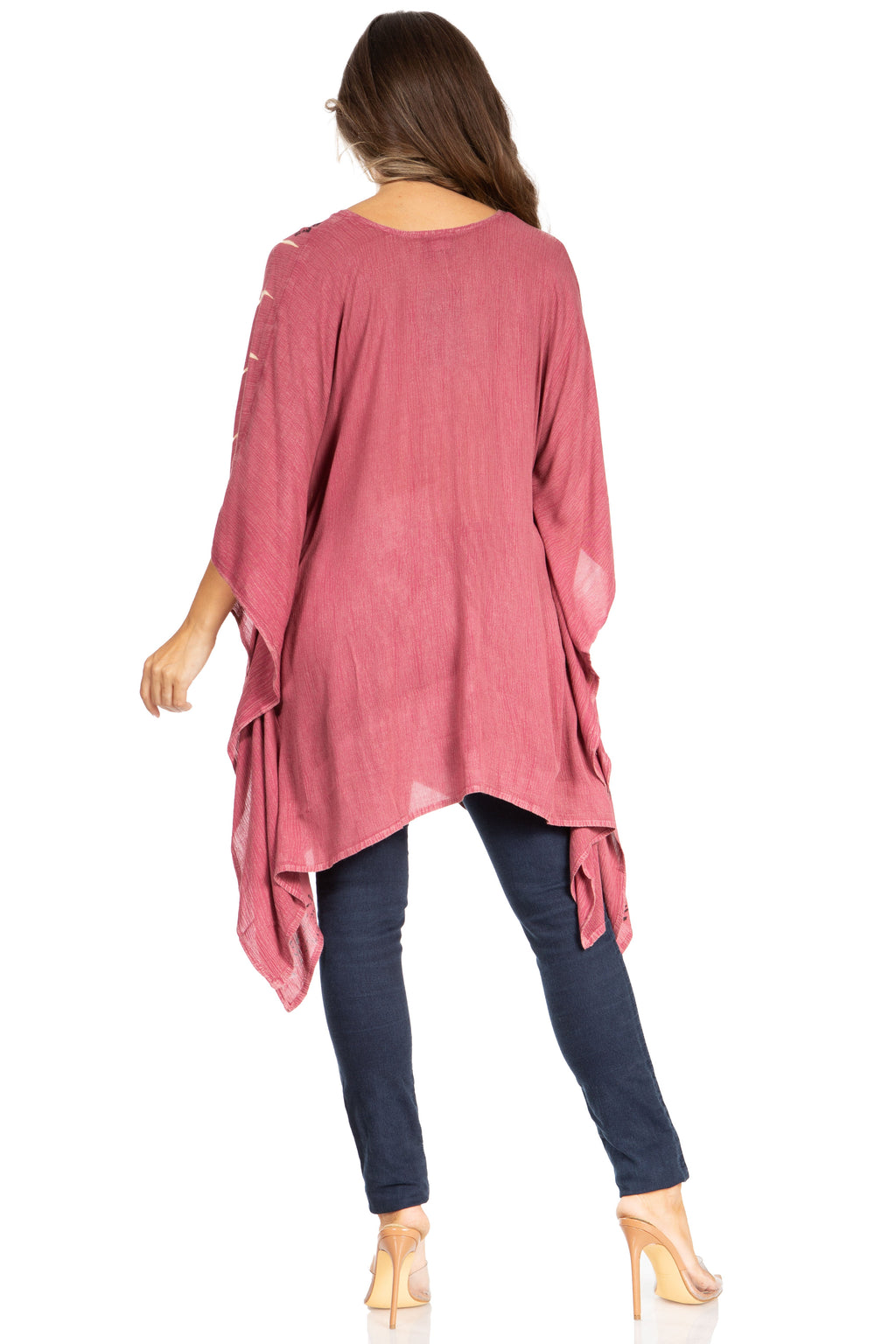 Adalwin Third Tie Dye Desert Sun Circle Tunic Top Blouse with Embroidery
