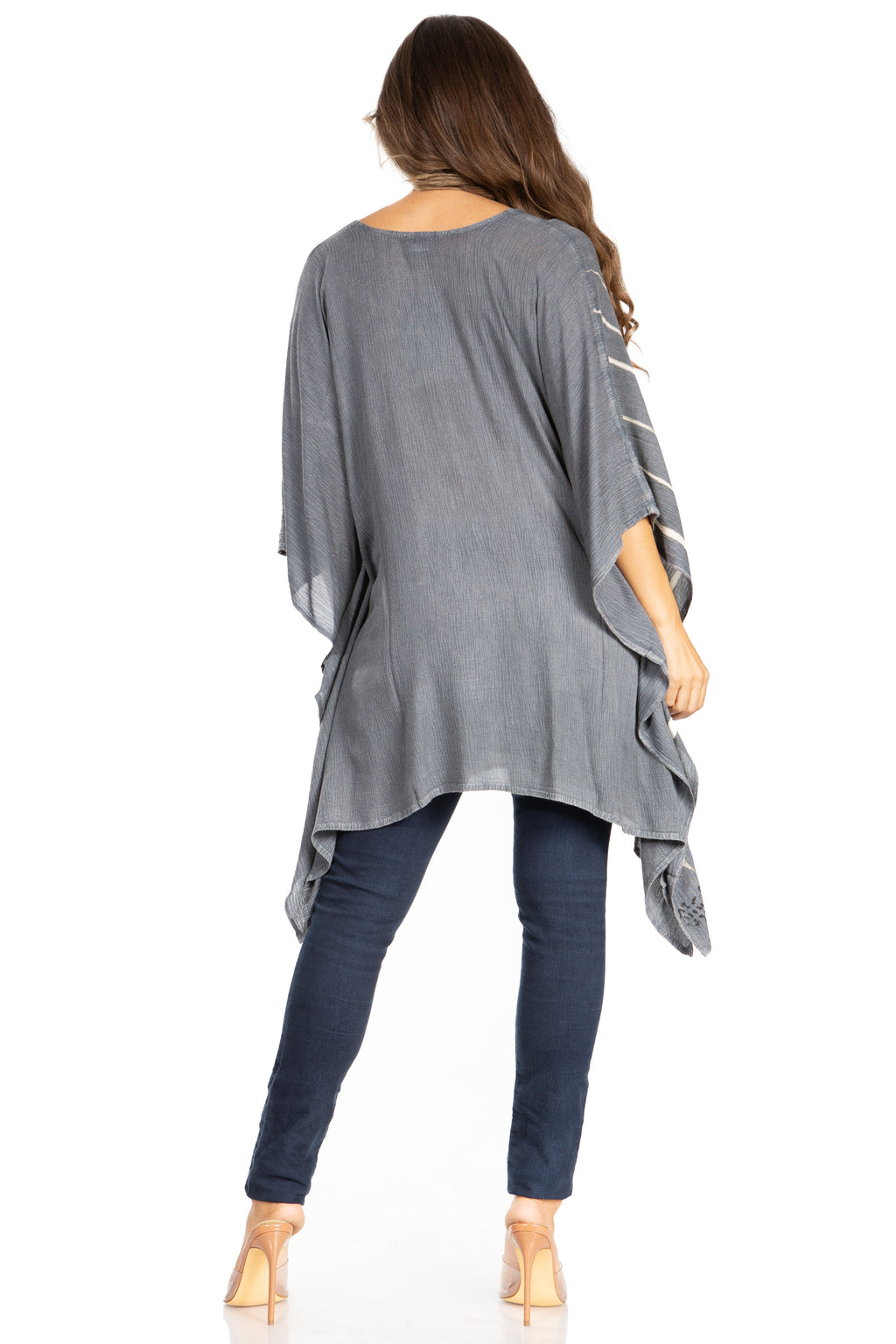 Adalwin Third Tie Dye Desert Sun Circle Tunic Top Blouse with Embroidery