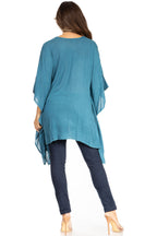 Adalwin Third Tie Dye Desert Sun Circle Tunic Top Blouse with Embroidery