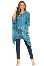 Adalwin Third Tie Dye Desert Sun Circle Tunic Top Blouse with Embroidery