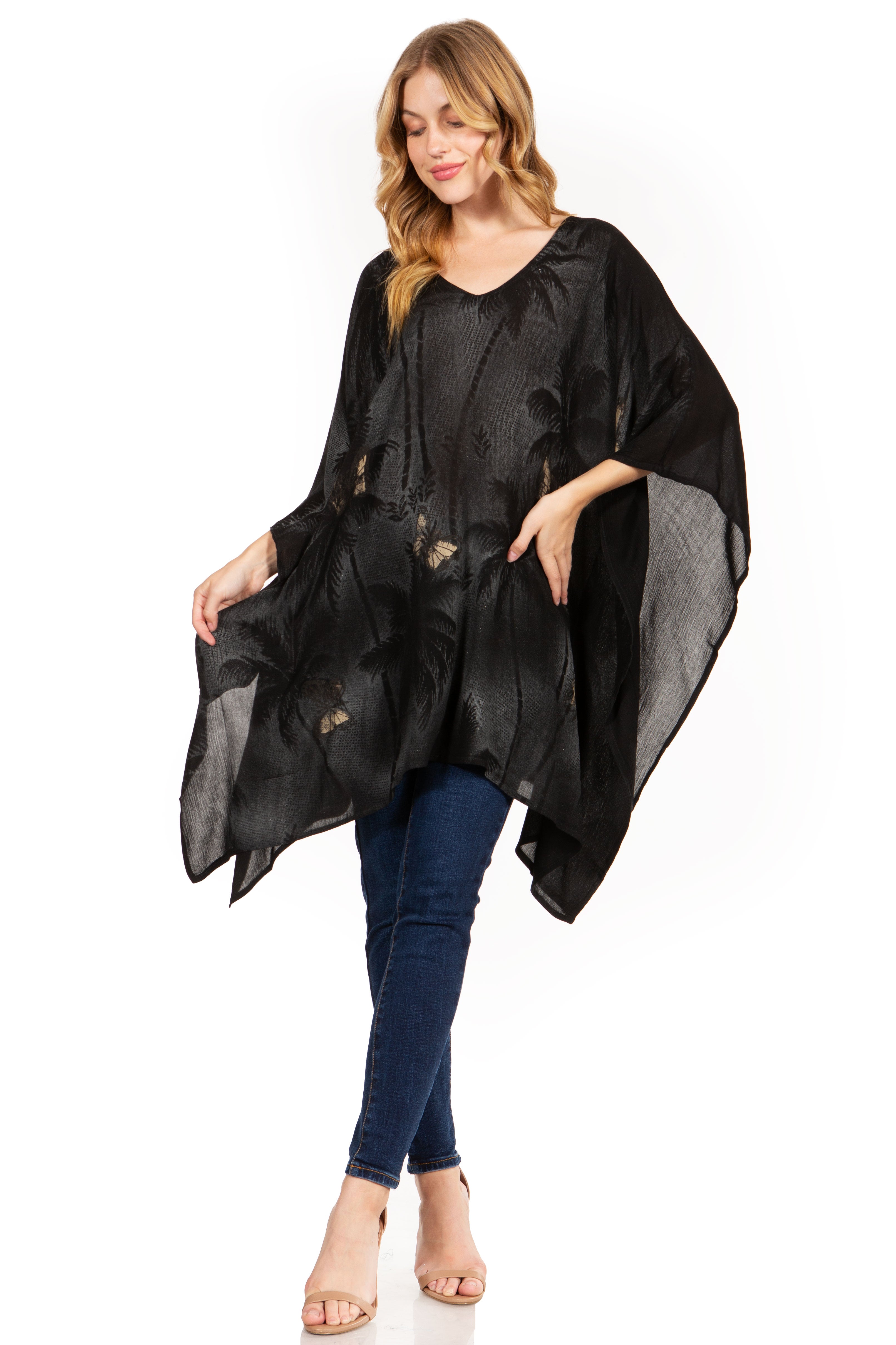 Adalwin Third Tie Dye Desert Sun Circle Tunic Top Blouse with Embroidery