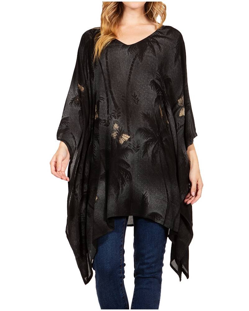 Adalwin Third Tie Dye Desert Sun Circle Tunic Top Blouse with Embroidery