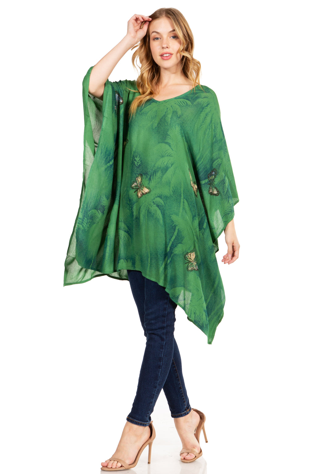 Adalwin Third Tie Dye Desert Sun Circle Tunic Top Blouse with Embroidery