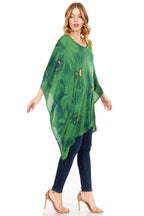 Adalwin Third Tie Dye Desert Sun Circle Tunic Top Blouse with Embroidery