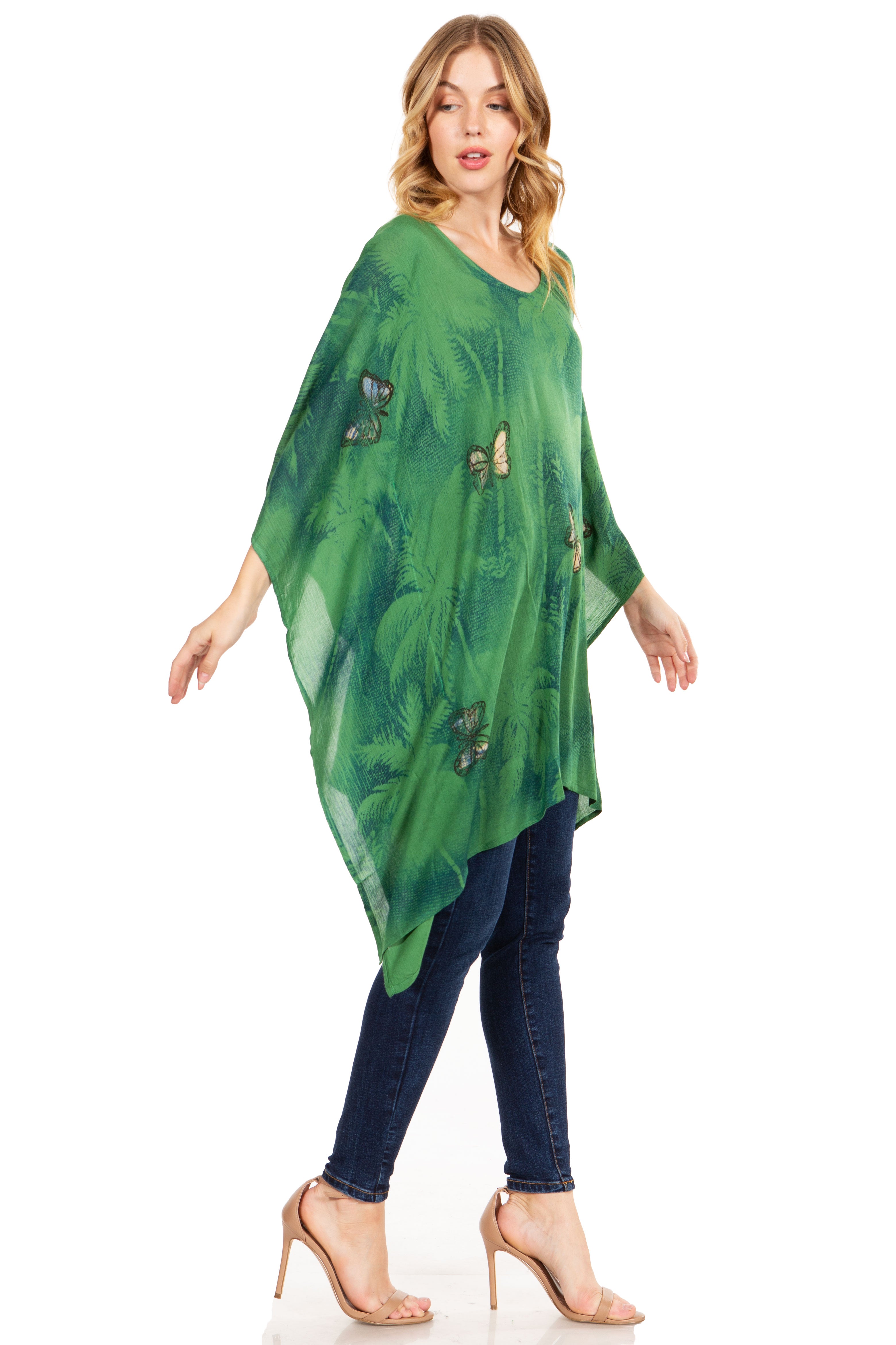 Adalwin Third Tie Dye Desert Sun Circle Tunic Top Blouse with Embroidery