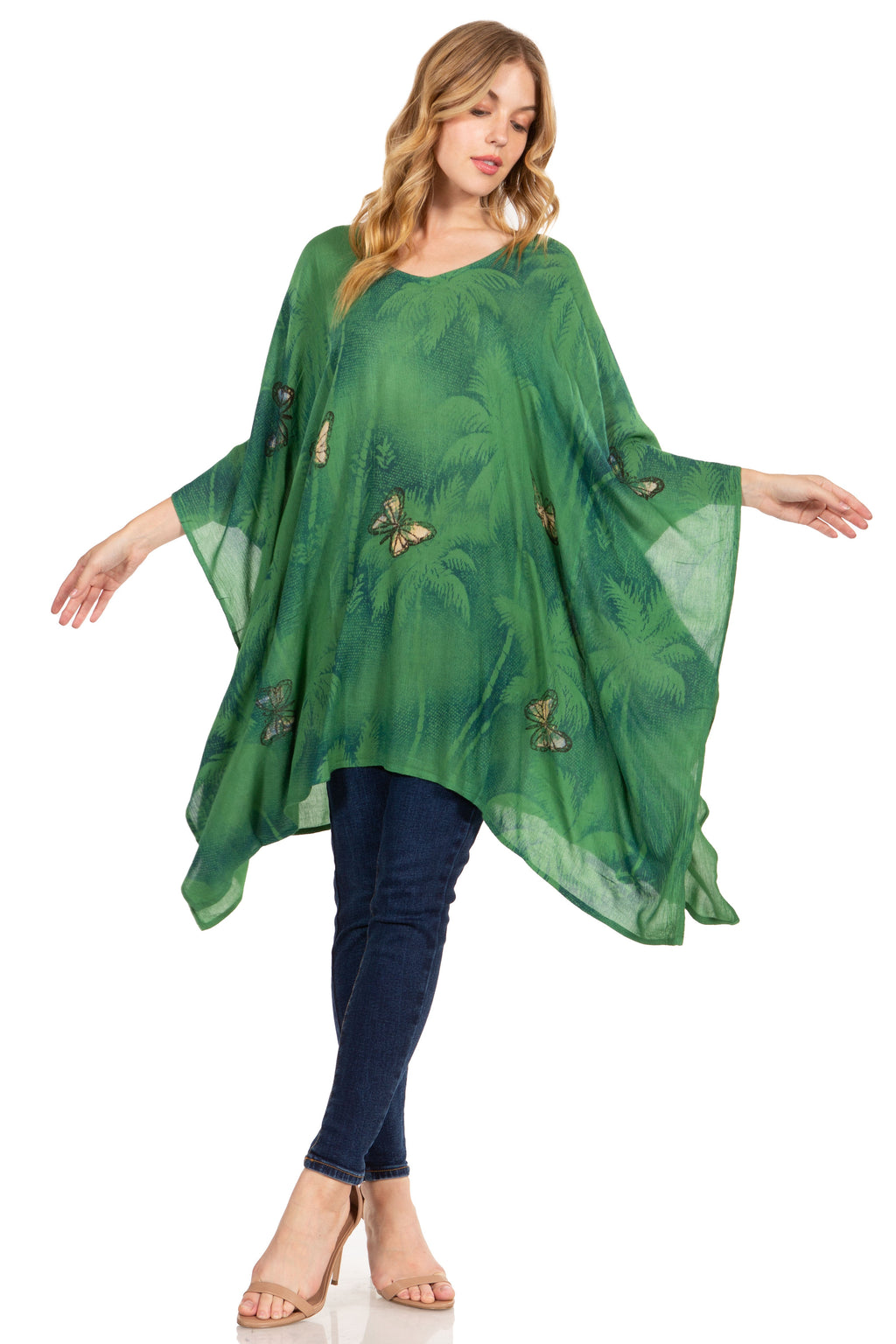 Adalwin Third Tie Dye Desert Sun Circle Tunic Top Blouse with Embroidery
