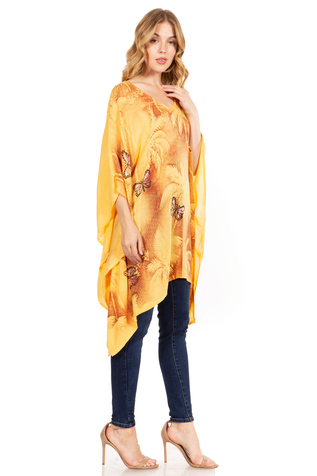 Adalwin Third Tie Dye Desert Sun Circle Tunic Top Blouse with Embroidery
