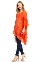 Adalwin Third Tie Dye Desert Sun Circle Tunic Top Blouse with Embroidery