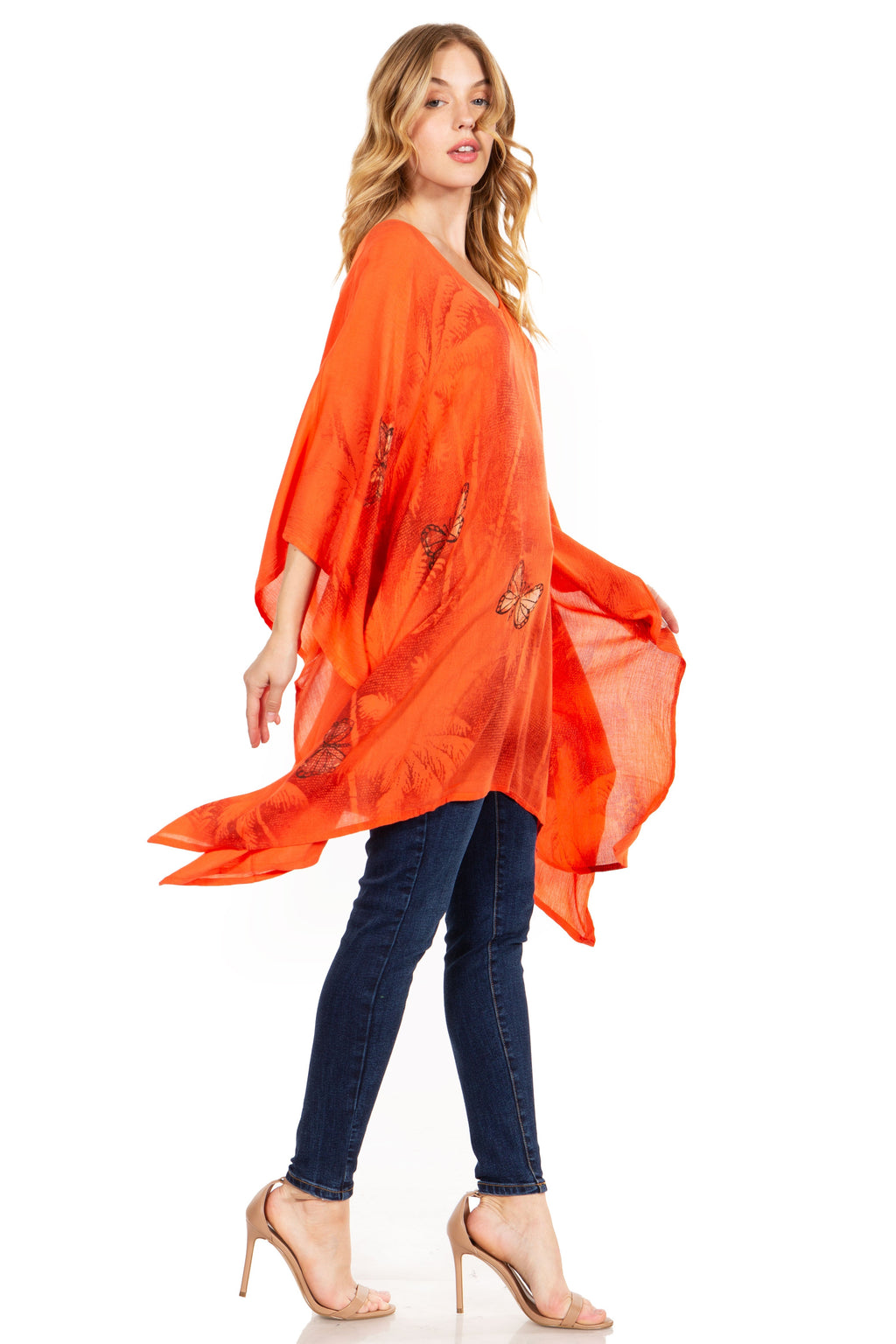 Adalwin Third Tie Dye Desert Sun Circle Tunic Top Blouse with Embroidery