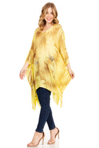 Adalwin Third Tie Dye Desert Sun Circle Tunic Top Blouse with Embroidery