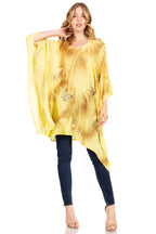 Adalwin Third Tie Dye Desert Sun Circle Tunic Top Blouse with Embroidery
