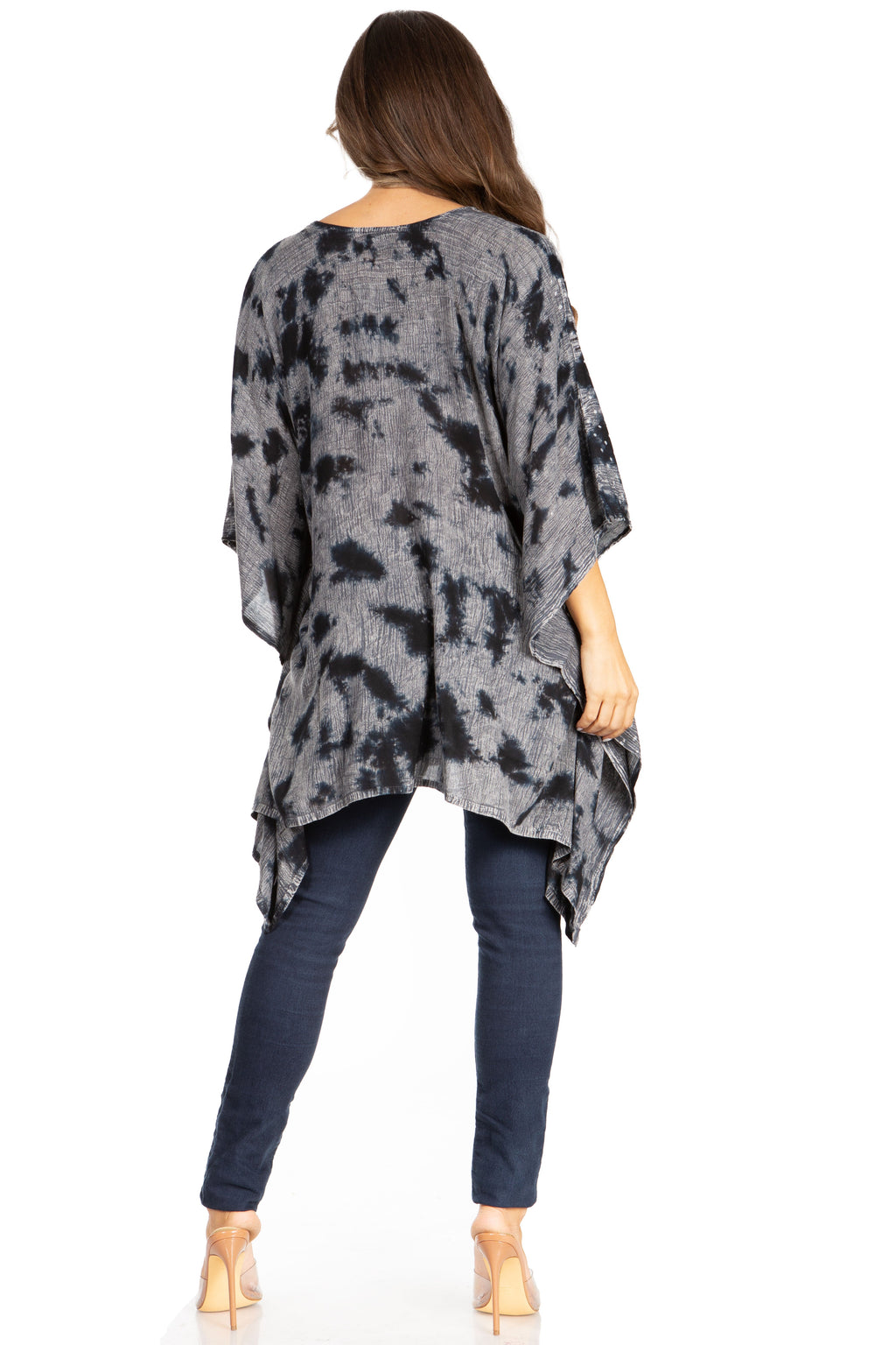 Adalwin Third Tie Dye Desert Sun Circle Tunic Top Blouse with Embroidery