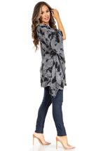 Adalwin Third Tie Dye Desert Sun Circle Tunic Top Blouse with Embroidery