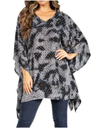 Adalwin Third Tie Dye Desert Sun Circle Tunic Top Blouse with Embroidery