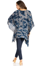 Adalwin Third Tie Dye Desert Sun Circle Tunic Top Blouse with Embroidery