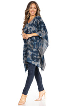 Adalwin Third Tie Dye Desert Sun Circle Tunic Top Blouse with Embroidery