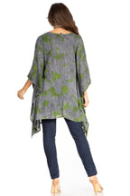 Adalwin Third Tie Dye Desert Sun Circle Tunic Top Blouse with Embroidery