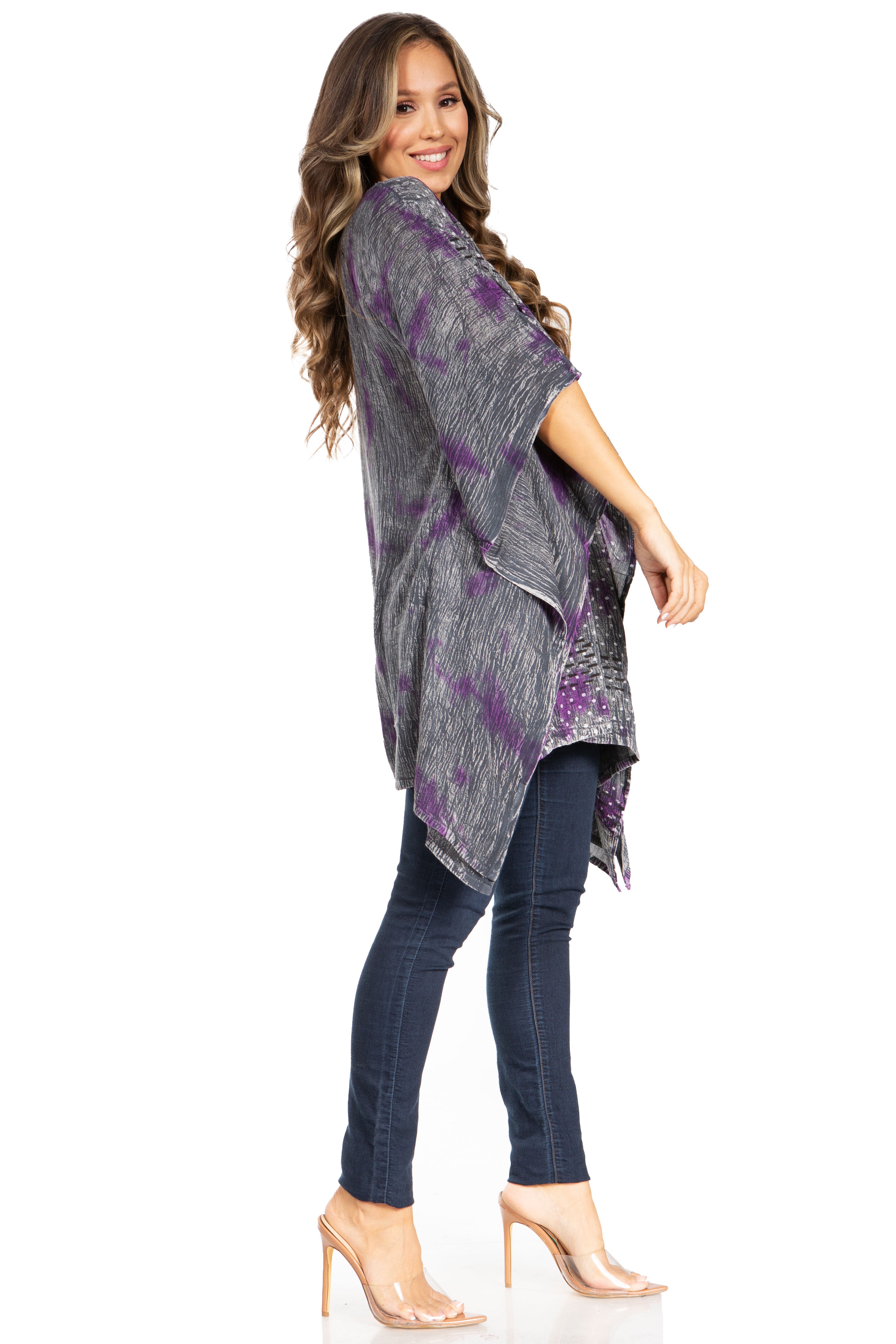 Adalwin Third Tie Dye Desert Sun Circle Tunic Top Blouse with Embroidery