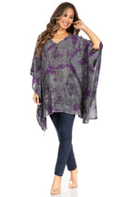 Adalwin Third Tie Dye Desert Sun Circle Tunic Top Blouse with Embroidery