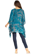 Adalwin Third Tie Dye Desert Sun Circle Tunic Top Blouse with Embroidery
