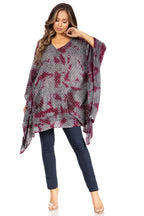 Adalwin Third Tie Dye Desert Sun Circle Tunic Top Blouse with Embroidery