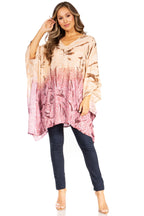 Adalwin Third Tie Dye Desert Sun Circle Tunic Top Blouse with Embroidery