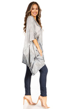 Adalwin Third Tie Dye Desert Sun Circle Tunic Top Blouse with Embroidery