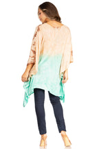 Adalwin Third Tie Dye Desert Sun Circle Tunic Top Blouse with Embroidery