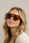 Tortoiseshell Brown Geometric Frame Sunglasses