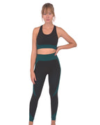Trois Seamless Legging | Black and Teal Blue
