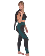 Trois Seamless Jacket, Leggings & Sports Top 3 Set | Black and Teal Blue