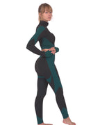 Trois Seamless Jacket, Leggings & Sports Top 3 Set | Black and Teal Blue