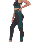 Trois Seamless Legging | Black and Teal Blue
