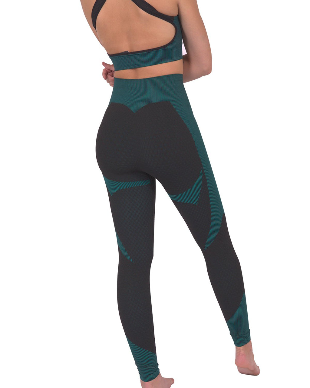 Trois Seamless Legging | Black and Teal Blue