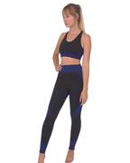 Trois Seamless Leggings & Sports Top 2 Set | Black and Navy
