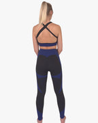 Trois Seamless Leggings & Sports Top 2 Set | Black and Navy