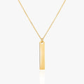 14K Yellow Gold Engravable Personalized Vertical Bar Pendant Necklace Polished Shiny on Cable Chain