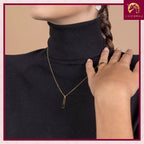 14K Yellow Gold Engravable Personalized Vertical Bar Pendant Necklace Polished Shiny on Cable Chain