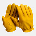 Legendary Gold Deerskin Leather Short Wrist Motorcycle Gloves