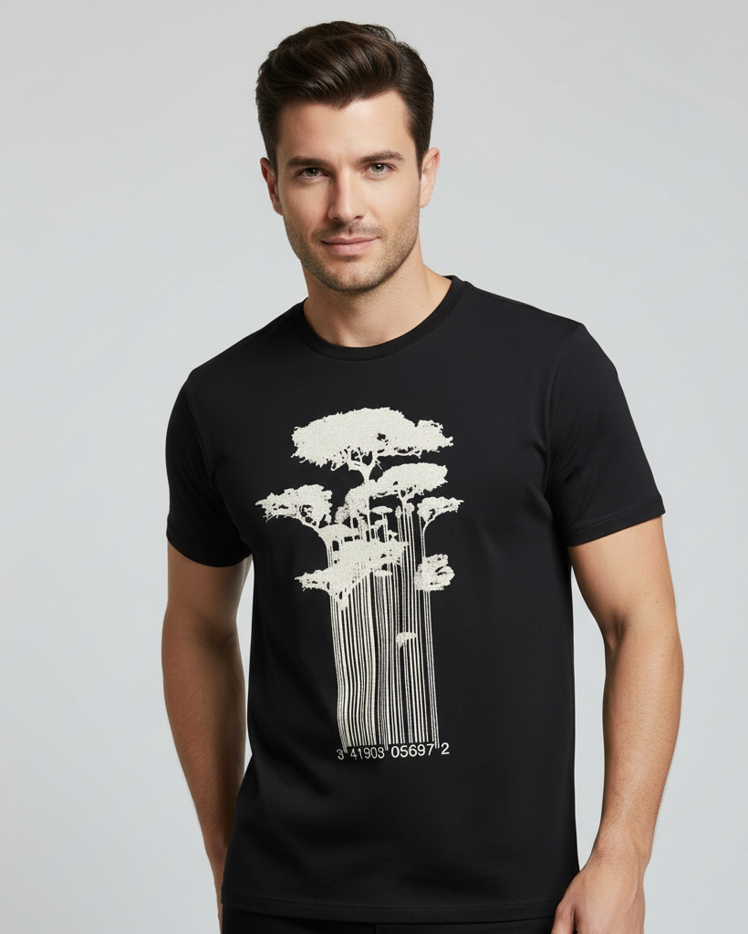 Graphic Short Sleeve Roll Neck T-Shirt