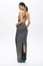 Vena Embellished Cut-Out Crystal Maxi Dress Black