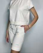 The Knicker Short | Natural/Marine Green Stitch