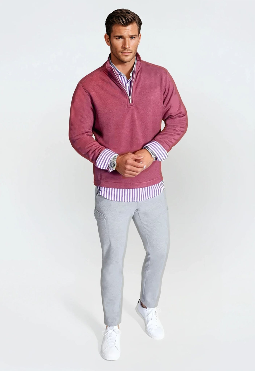Voey Quarter Zip Sweatshirt | Wine