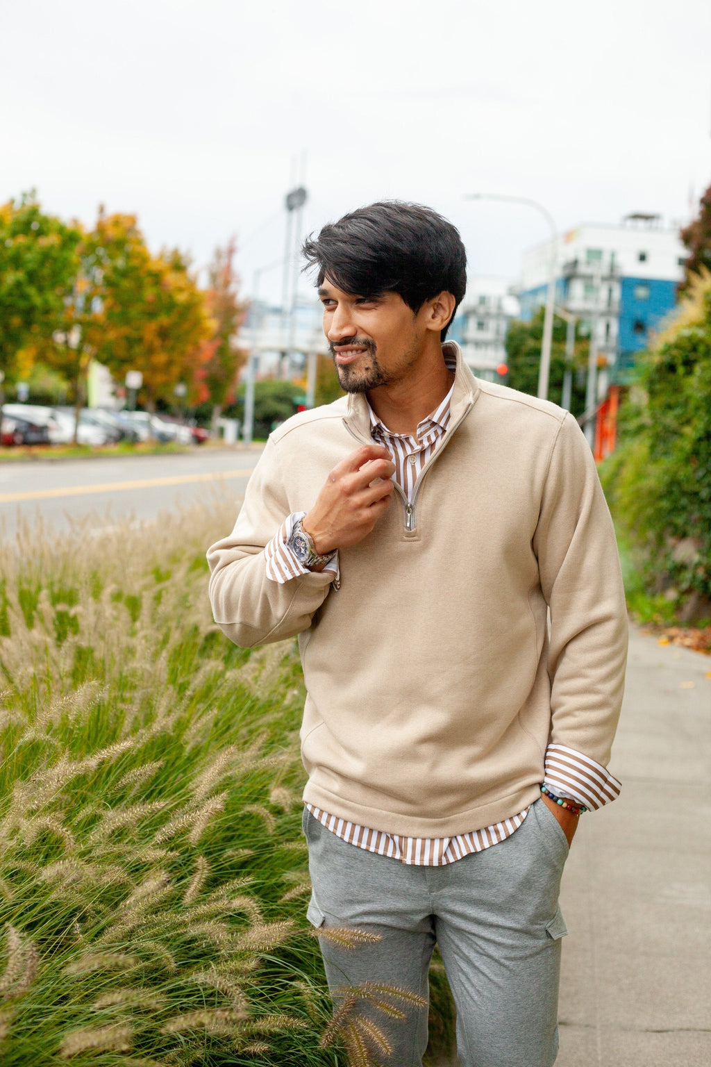 Voey Quarter Zip Sweatshirt | Camel