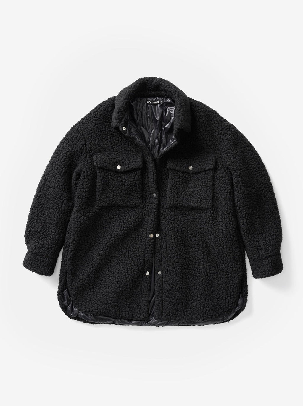 Padded Wool Sherpa Shirt Jacket | Black