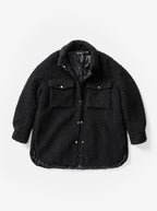 Padded Wool Sherpa Shirt Jacket | Black