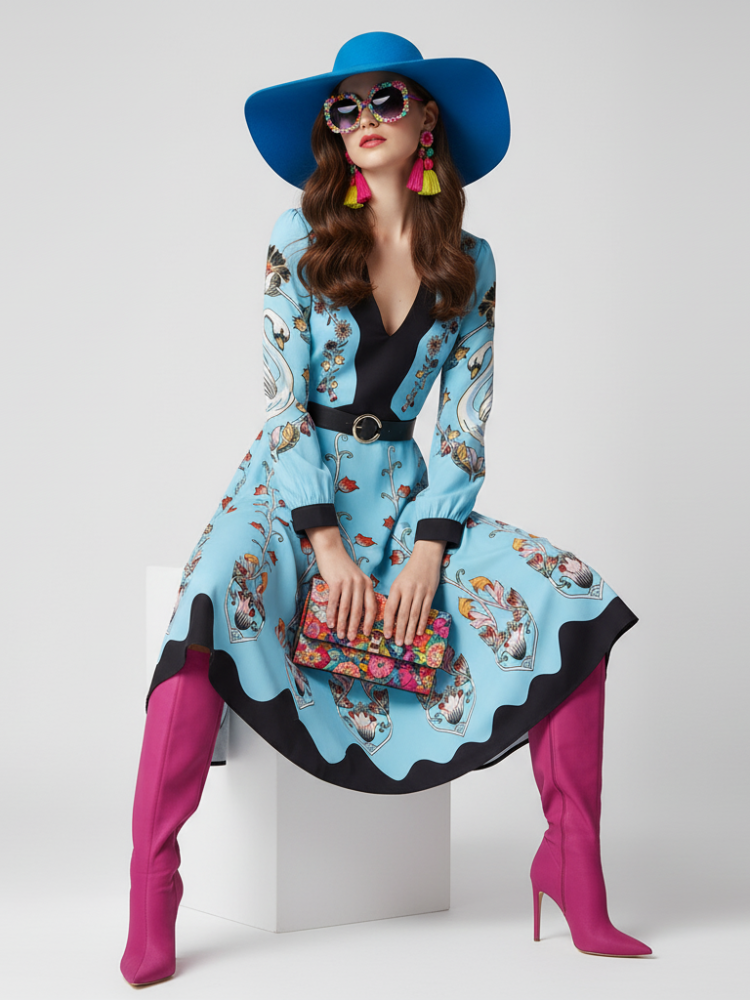 Waist-Cinched Floral Dress The Met | Women - BYMANYC ® New York