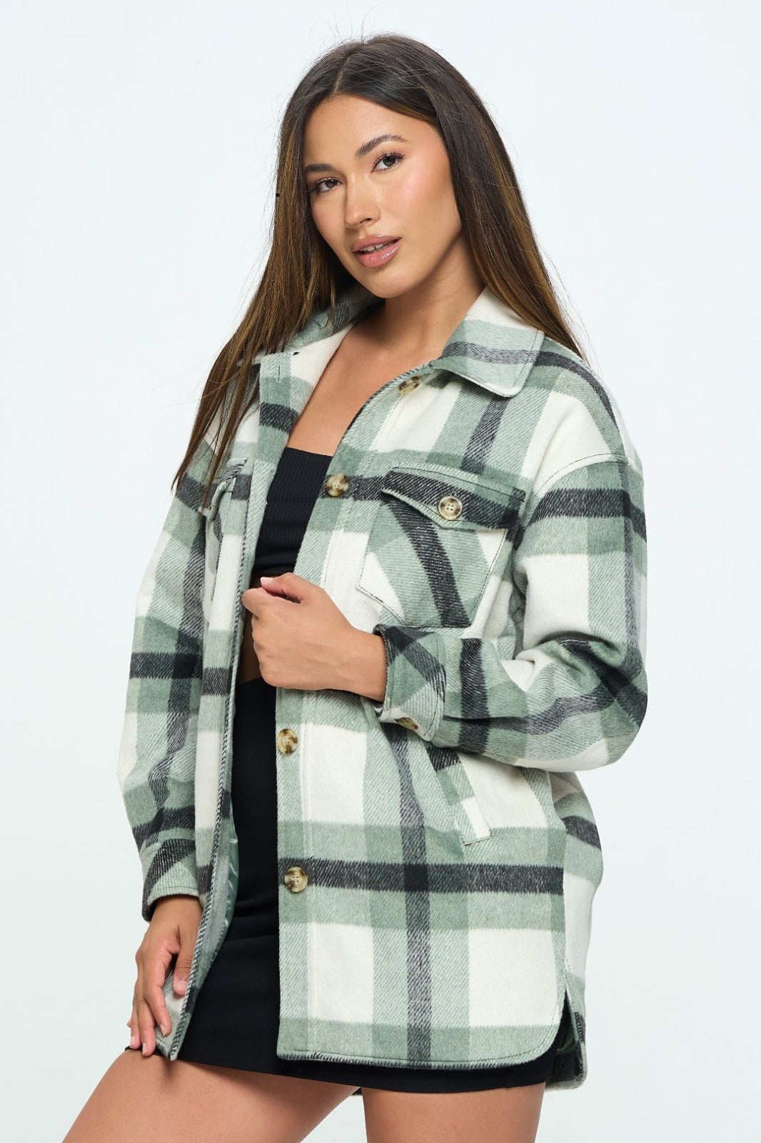 Sage Vegan Wool Shacket Getting Limited