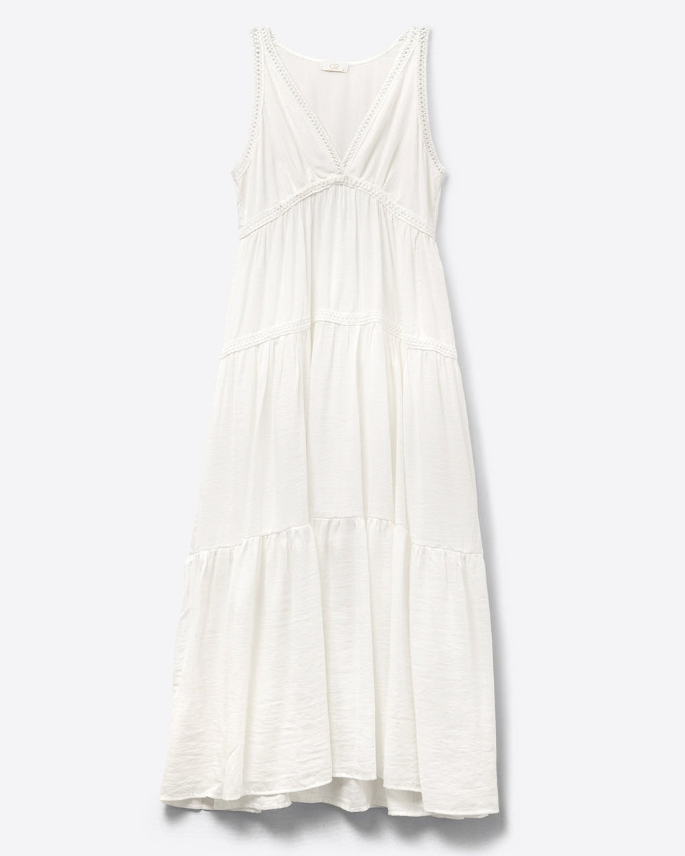 White Maxi Dress with Lace Details and Boho Style