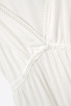 White Maxi Dress with Lace Details and Boho Style
